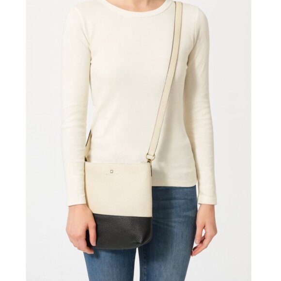 Kate Spade Crossbody Bag Womens Leather Pebble Purse Stripe Lining Shoulder Hand - Picture 1 of 5